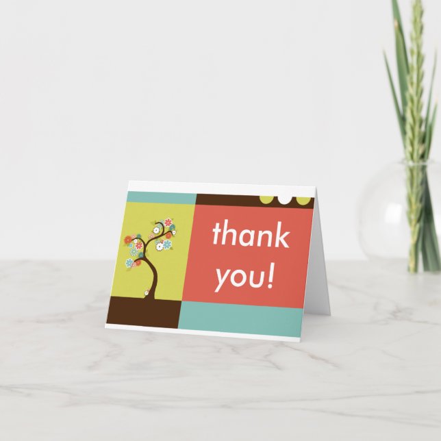 thank you : retro tree card (Front)