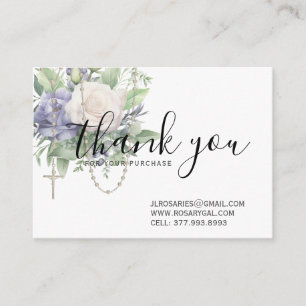 Thank You Rosary Religious lavender Floral Business Card