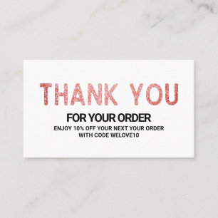 Thank you Rose Glitter instagram Discount Business Card