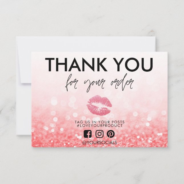 Thank You Rose Glitter Pink Lips Media Insert (Front)