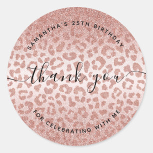 Thank you Rose Gold Animal Print Gradient Classic Round Sticker