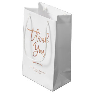 Thank You Rose Gold Custom Retail Shopping Bag