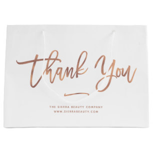 Thank You   Rose Gold Custom Retail Shopping Bag