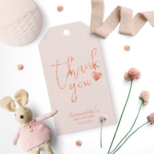 Thank You Rose Gold Foil Pink Blush Favour Gift Tags