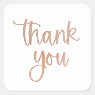 Thank you Rose Gold Glitter Script Sticker