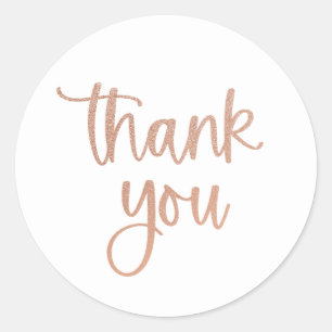 Thank you Rose Gold Glitter Script Sticker