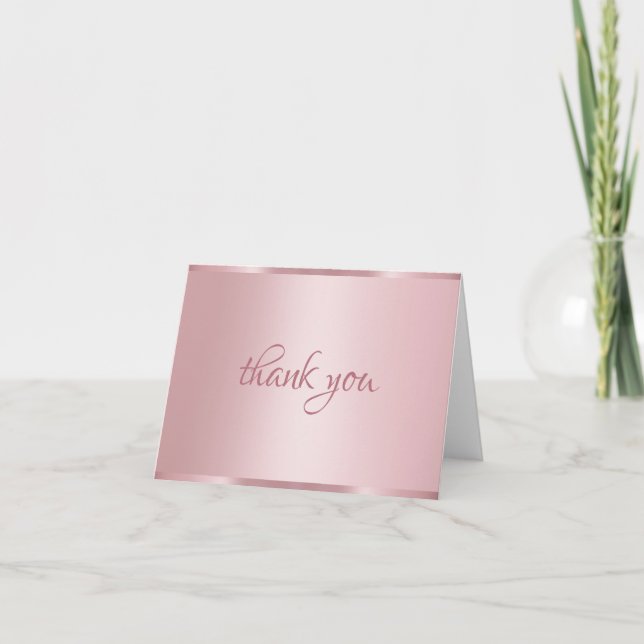 Thank You Rose Gold Handwritten Script Text Trendy (Front)