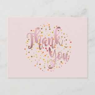 Thank You Rose Gold Pink Glitter Clean Postcard