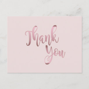 Thank You  Rose Gold Pink Glitter Clean Postcard