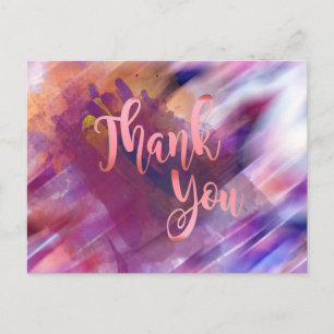 Thank You Rose Gold Pink Watercolor Glitter Postcard