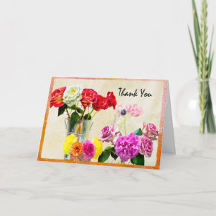 Thank You Roses, Tulips And Peonies Greeting Card