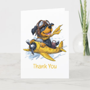 Thank You Rottweiler Dog Pilot Aeroplane Card
