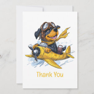 Thank You Rottweiler Dog Pilot Aeroplane Card
