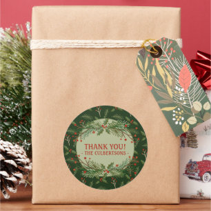 Thank You Round Label for Holiday Gift