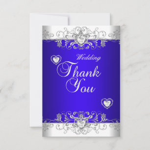 Thank You Royal blue Wedding White Diamond Hea