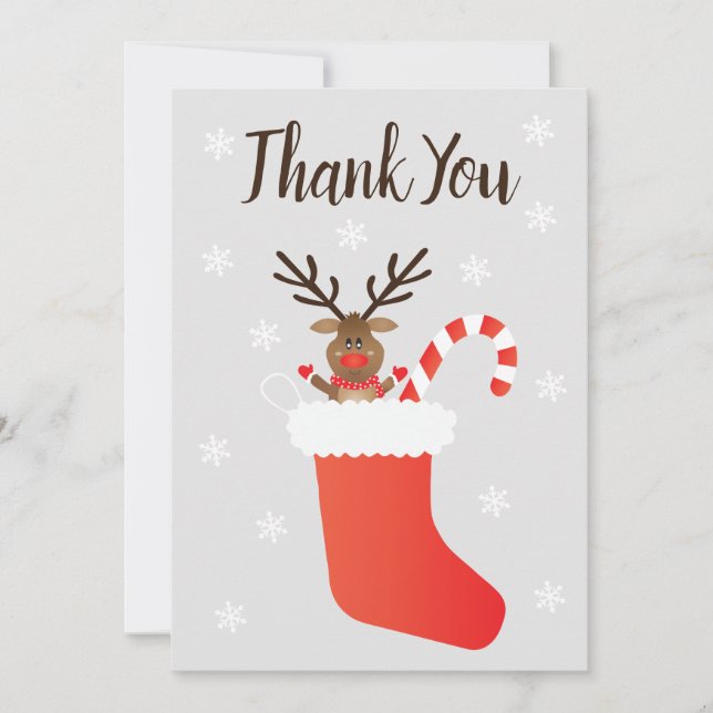 Thank You Rudolph Red Nosed Reindeer Stocking (Front)