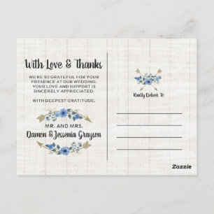 Thank You Rustic Boho Arrows & Floral Photo Postcard