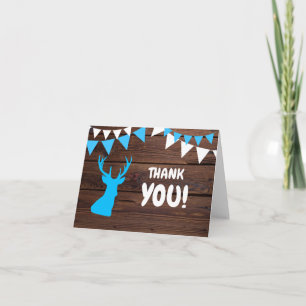THANK YOU Rustic Buck Deer Baby Shower Boy PHOTO Card