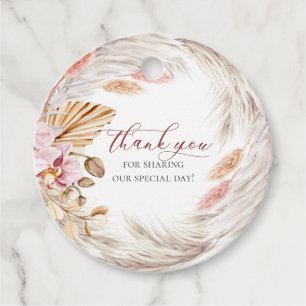 THANK YOU   Rustic Ivory Pampas Grass  Favour Tags