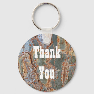 Thank You Rustic Tree Bark Abstract Appreciation Key Ring