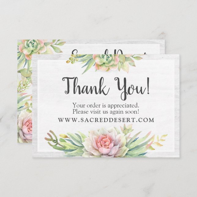 Thank You Rustic Watercolor Succulent Desert Card (Front/Back)