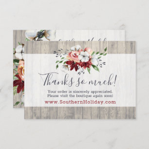 Thank You Rustic Wood Southern Country Cotton Card