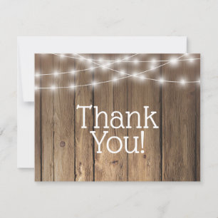 Thank You Rustic Wood String Lights Baby Note Card