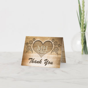 thank you rustic wood wedding cards