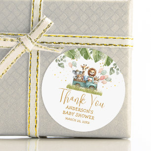 Thank You Safari Baby Shower Classic Round Sticker