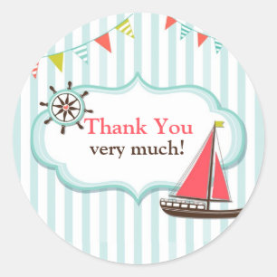Thank You Sailing Boat Birthday Stickers
