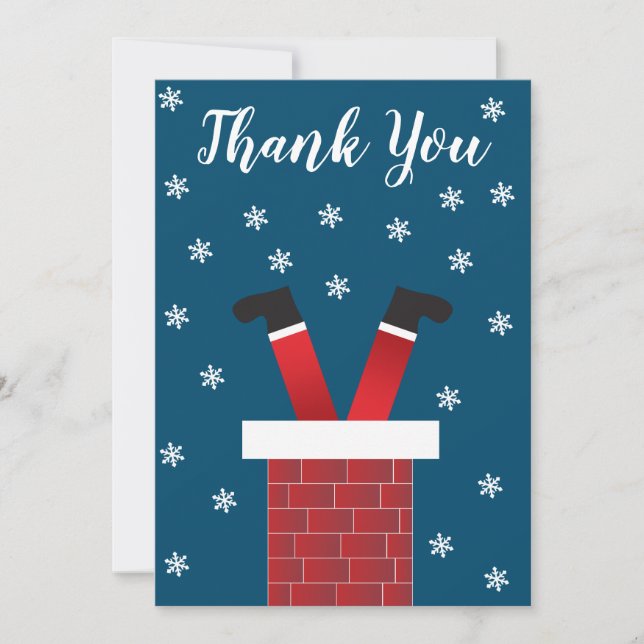 Thank You Santa Claus Stuck In A Chimney Red Blue (Front)