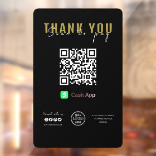 Thank you Scan to Pay Logo QR Code Cash App Black