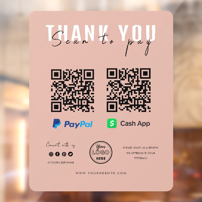 Thank you Scan to Pay Logo QR Code Payment Pink (Sheet 2)