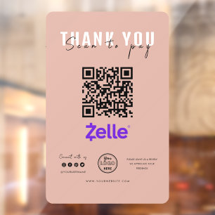 Thank you Scan to Pay Logo QR Code Zelle Pink