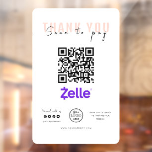 Thank you Scan to Pay Logo QR Code Zelle White