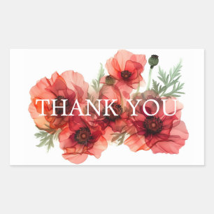 Thank You Scarlet Petal Elegance Rectangular Sticker