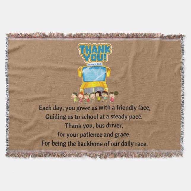 Thank You, School Bus Driver.  Throw Blanket (Front)