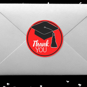 Thank You School Colours Black and Red Classic Round Sticker