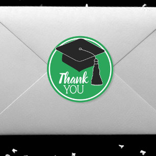 Thank You School Colours Green and White Classic Round Sticker