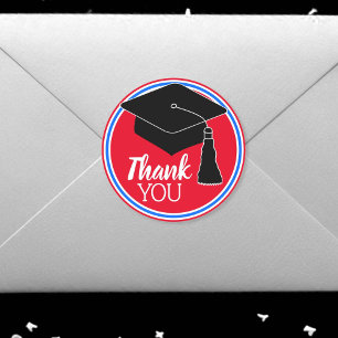 Thank You School Colours Red White and Blue Classic Round Sticker