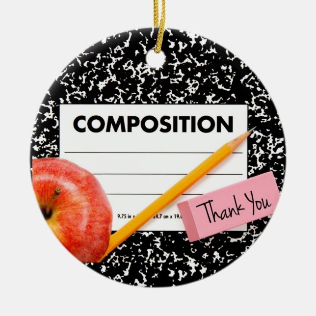 Thank You School Theme Ceramic Tree Decoration (Front)