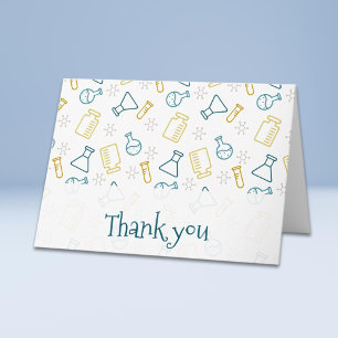 Thank you science card with laboratory items