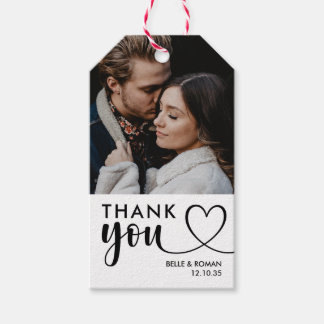 Thank You Script Black & White Photo Wedding  Gift Tags