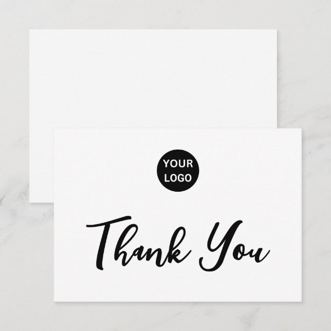 Thank You Script Blank on Back Business Logo White Card (Front/Back)