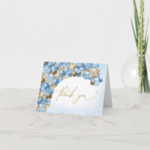 Thank You Script Blue & Gold Balloon Arch Card