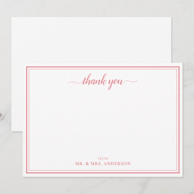 Thank You Script Calligraphy Wedding  Card (Front/Back)