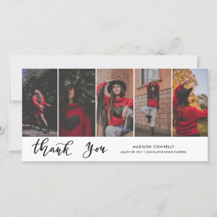Thank You Script Casual Graduate Photo Collage Card