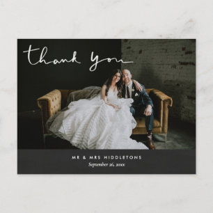 Thank You Script   Chalkboard Vintage Wedding  Postcard