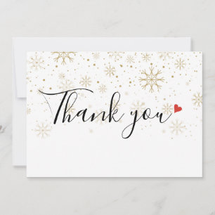 Thank You Script Christmas Holiday Snowflakes Card