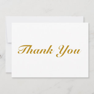 Thank You script dark gold white elegant note card